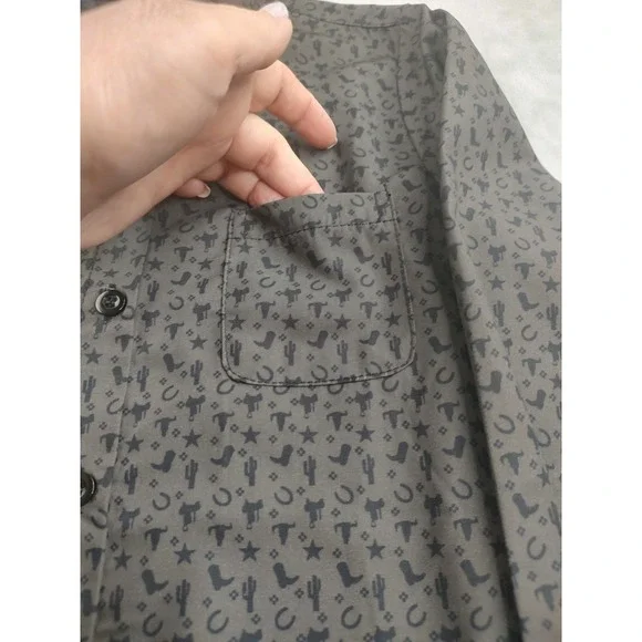 TWO 2 FLY Kids Western Cowboy Print Long Sleeve Button Up Shirt Size 6 - Picture 8 of 9